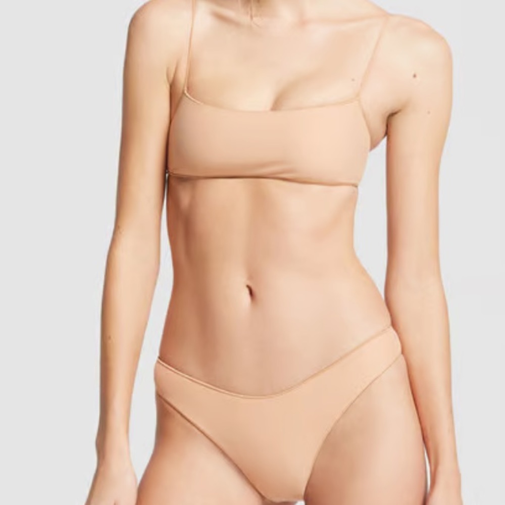 Tropic Of C - The C Bralette Top S & The Curve Bottom S - Peach Skin